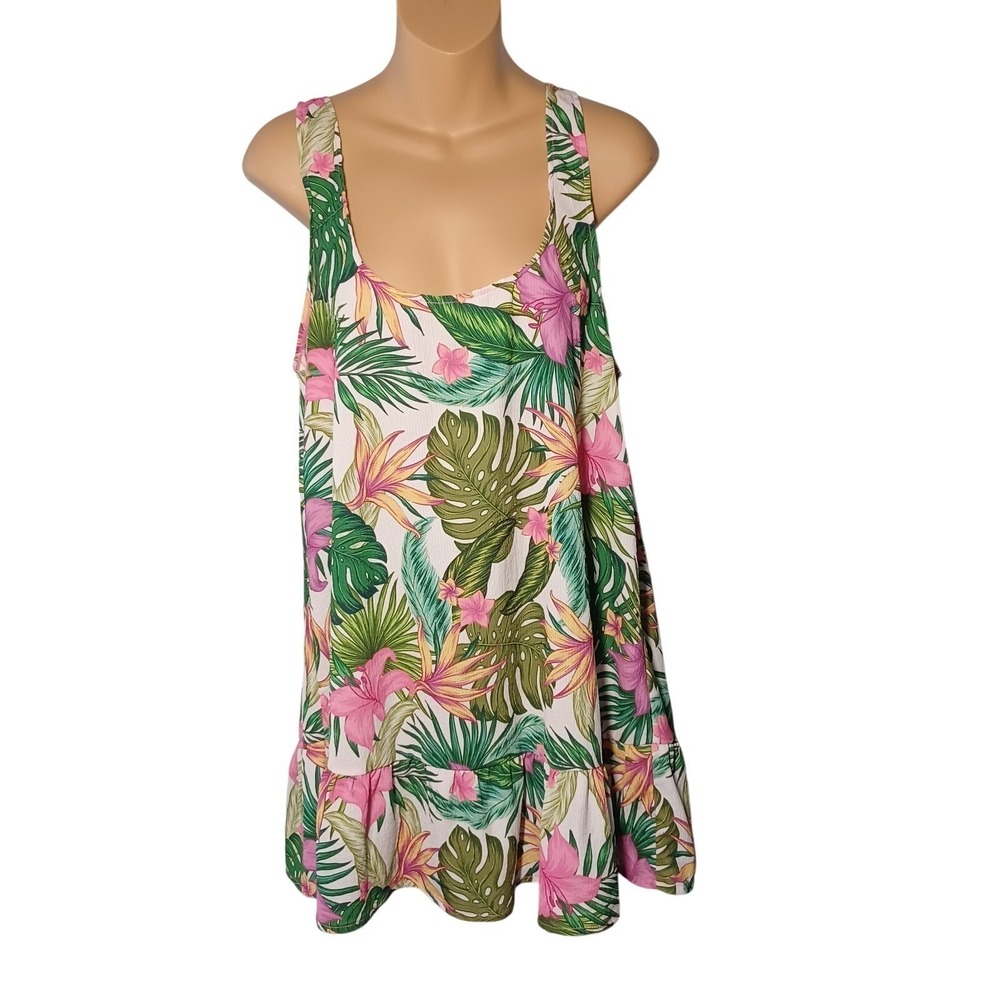 Sandbar Swimsuit Coverup Mini Dress Junior Large Tropical Floral Beach